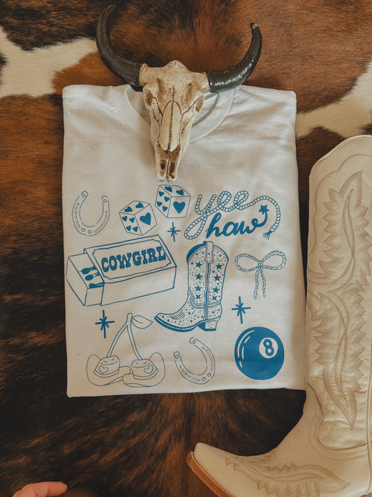 Blue Cowgirl Doodles